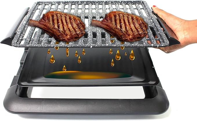 Barbacoa electrica Starlyf Smokefree Grill, Parrilla eléctrica libre de humo y olores,1250 W, Antiadherente, cocción uniforme, cocina carnes y verduras a la parrilla
